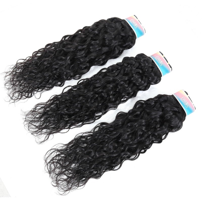EMOL Water Wave Human Hair Bundles 8 10 12 Inch, Curly Bundles Human Hair Wet and Wavy, Short Soft Brazilian Weave Extensions for Black Women, 285g-300g - Image 3